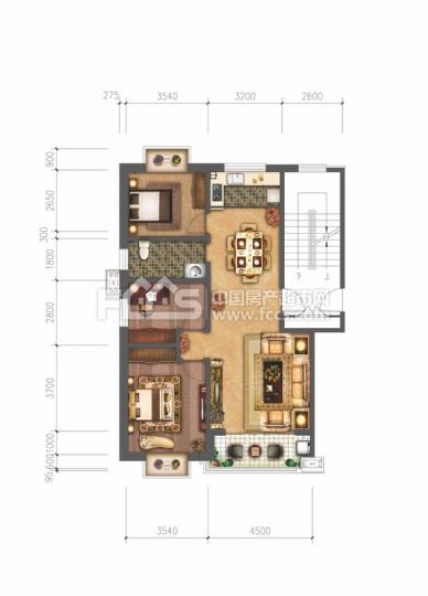 户型编号: 9#楼a 户型 楼型用途: 住宅 户 型: 3室2厅1卫 面 积: 约