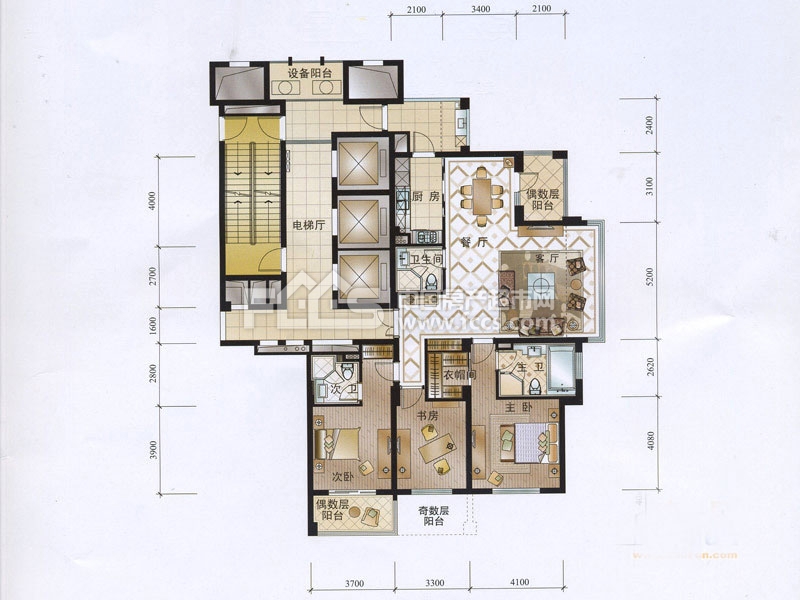 杭州小区 江干区小区 城市之星  户型编号: 滨江城市之星户型图2,4号