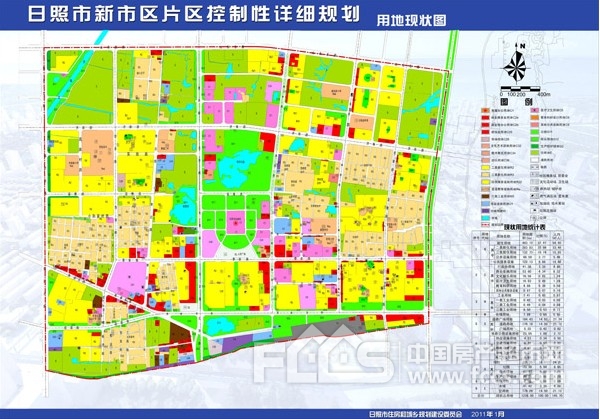 日照新市区片区规划:一心,二轴,三带,六片区