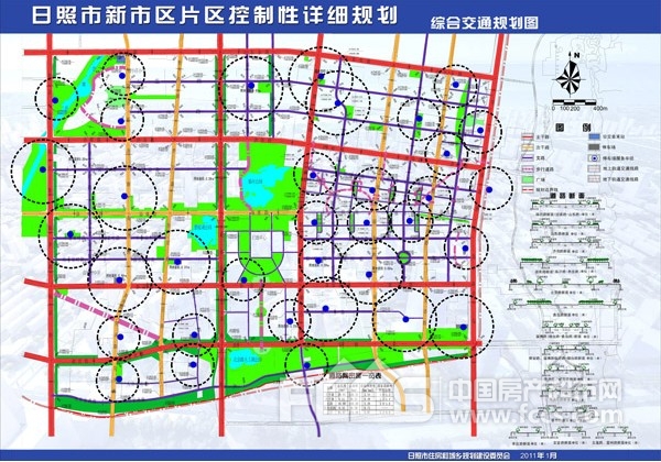 日照新市区片区规划:一心,二轴,三带,六片区