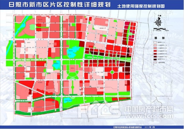 日照新市区片区规划:一心,二轴,三带,六片区