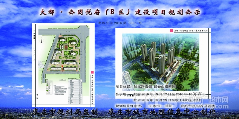 枣庄薛城大都·公园悦府(b区)建设项目规划公示